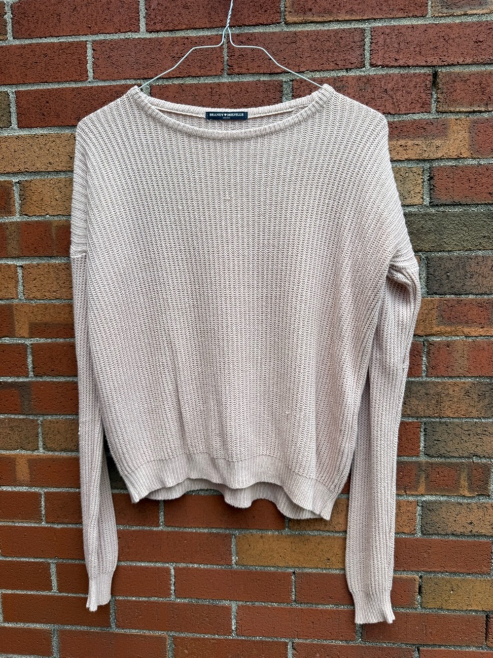 Brandy Melville Blush Pink Chunky Knit Sweater One Size Italy Soft Girl